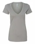 Next Level Apparel Ladies' CVC Deep V-Neck T-Shirt Stone Grey