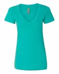 Next Level Apparel Ladies' CVC Deep V-Neck T-Shirt Tahiti Blue