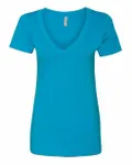 Next Level Apparel Ladies' CVC Deep V-Neck T-Shirt Turquoise