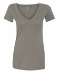 Next Level Apparel Ladies' CVC Deep V-Neck T-Shirt Warm Grey