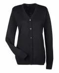Harriton Ladies' Pilbloc V-Neck Button Cardigan Sweater BLACK