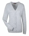 Harriton Ladies' Pilbloc V-Neck Button Cardigan Sweater GREY HEATHER