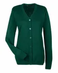 Harriton Ladies' Pilbloc V-Neck Button Cardigan Sweater HUNTER