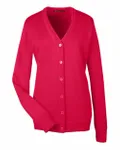 Harriton Ladies' Pilbloc V-Neck Button Cardigan Sweater RED