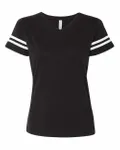 T-shirt de football pour dames LAT Noir uni/ Blanc
