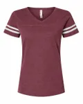 T-shirt de football pour dames LAT Vintage Bourgogne/ Blanc