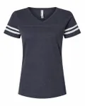 T-shirt de football pour dames LAT Vintage Navy/ Blanc