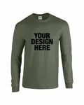 Gildan Adult Heavy Cotton Long-Sleeve T-Shirt Military Green