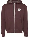Bella + Canvas Unisex Sponge Fleece Full-Zip Hooded Sweatshirt Heather Maroon