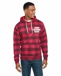 J America Adult Triblend Pullover Fleece Hooded Sweatshirt Red Trbln Buflo