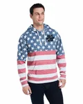 J America Adult Triblend Pullover Fleece Hooded Sweatshirt Star Strp Trbln