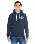 J America Adult Triblend Pullover Fleece Hooded Sweatshirt True Navy Trblnd