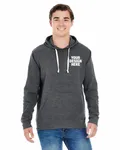 J America Adult Triblend Pullover Fleece Hooded Sweatshirt Black Triblend