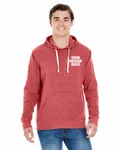 J America Adult Triblend Pullover Fleece Hooded Sweatshirt Red Triblend