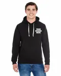 J America Adult Triblend Pullover Fleece Hooded Sweatshirt Solid Blk Trblnd