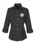 Devon & Jones Ladies' Perfect Fit 3/4-Sleeve Stretch Poplin Blouse BLACK