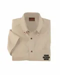 Harriton Men's Easy Blend Short-Sleeve Twill Shirt withStain-Release STONE