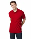 Hanes Adult 50/50 EcoSmart Jersey Knit Polo Tiefrot