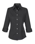 Devon & Jones Ladies' Perfect Fit - Chemisier en popeline extensible à manches 3/4 NOIR