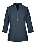 Devon & Jones Ladies' Perfect Fit 3/4-Ärmel Tunika aus Krepp Marine