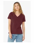 Bella + Canvas Ladies' Relaxed Jersey V-Neck T-Shirt Maroon