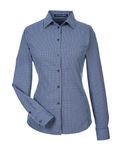Devon & Jones CrownLux Performance Damenhemd Tonal Mini Check Marine