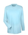 T-shirt à manches longues UltraClub pour adultes, coupe sportive, matière interlock, technologie Cool & Dry Bleu glacier