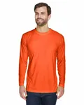 T-shirt à manches longues UltraClub pour adultes, coupe sportive, matière interlock, technologie Cool & Dry Orange vif