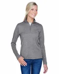 UltraClub Ladies' Cool & Dry Heathered Performance Quarter-Zip Anthrazitfarbenes Heidekraut