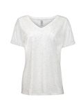 Threadfast Apparel - T-shirt à col en V à manches courtes en Triblend Fleck pour dames Crème mouchetée