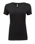 Threadfast Apparel - T-shirt à col en V à rayures invisibles pour dames Blck Invsbl Strp