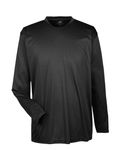 T-shirt à manches longues UltraClub pour adultes, coupe sportive, matière interlock, technologie Cool & Dry NOIR
