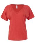 Bella + Canvas - t-shirt à col en V pour dames Triblend rouge