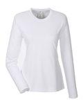 UltraClub Ladies' Cool & Dry Performance Long-Sleeve Top WHITE