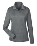 UltraClub Ladies' Cool & Dry Heathered Performance Quarter-Zip Schwarzes Heidekraut