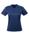 UltraClub - T-shirt à col en V Cool & Dry Sport pour dames Marine