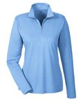 UltraClub Ladies' Cool & Dry Heathered Performance Quarter-Zip Colmbia Blu Hthr