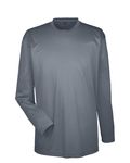 T-shirt à manches longues UltraClub pour adultes, coupe sportive, matière interlock, technologie Cool & Dry Fusain