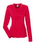UltraClub Ladies' Cool & Dry Performance Long-Sleeve Top RED