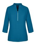 Devon & Jones Ladies' Perfect Fit 3/4-Ärmel Tunika aus Krepp Dunkel Teal