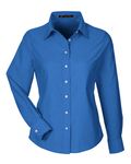 Harriton Ladies' Long-Sleeve Oxford with Stain-Release FRENCH BLUE