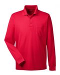 CORE365 Pinnacle Performance Langarm-Piqu Polo für Erwachsene mit Tasche Klassisches Rot