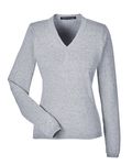Devon & Jones Ladies' V-Neck Sweater GREY HEATHER