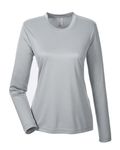 UltraClub Ladies' Cool & Dry Performance Long-Sleeve Top Grey