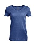 Threadfast Apparel - T-shirt Vintage Dye à Manches Courtes et col en V pour Dames VINTAGE NAVY