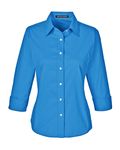 Devon & Jones Ladies' Perfect Fit - Chemisier en popeline extensible à manches 3/4 BLEU FRANCAIS