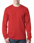 Bayside Adult 6.1 oz. 100% Cotton Long Sleeve Pocket T-Shirt RED