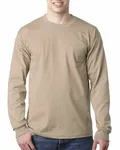 Bayside Adult 6.1 oz. 100% Cotton Long Sleeve Pocket T-Shirt SAND