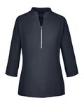 Devon & Jones Ladies' Perfect Fit 3/4-Ärmel Tunika aus Krepp SCHWARZ