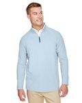 Devon & Jones CrownLux Performance Herren Clubhouse Micro-Streifen Quarter-Zip Ozeanblau